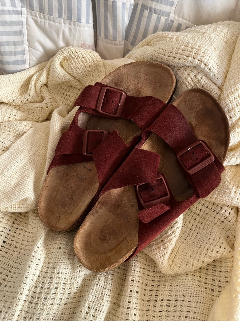 Birkenstock Women’s 39 (US8.5/9) Burgundy Double Buckle Sandals
